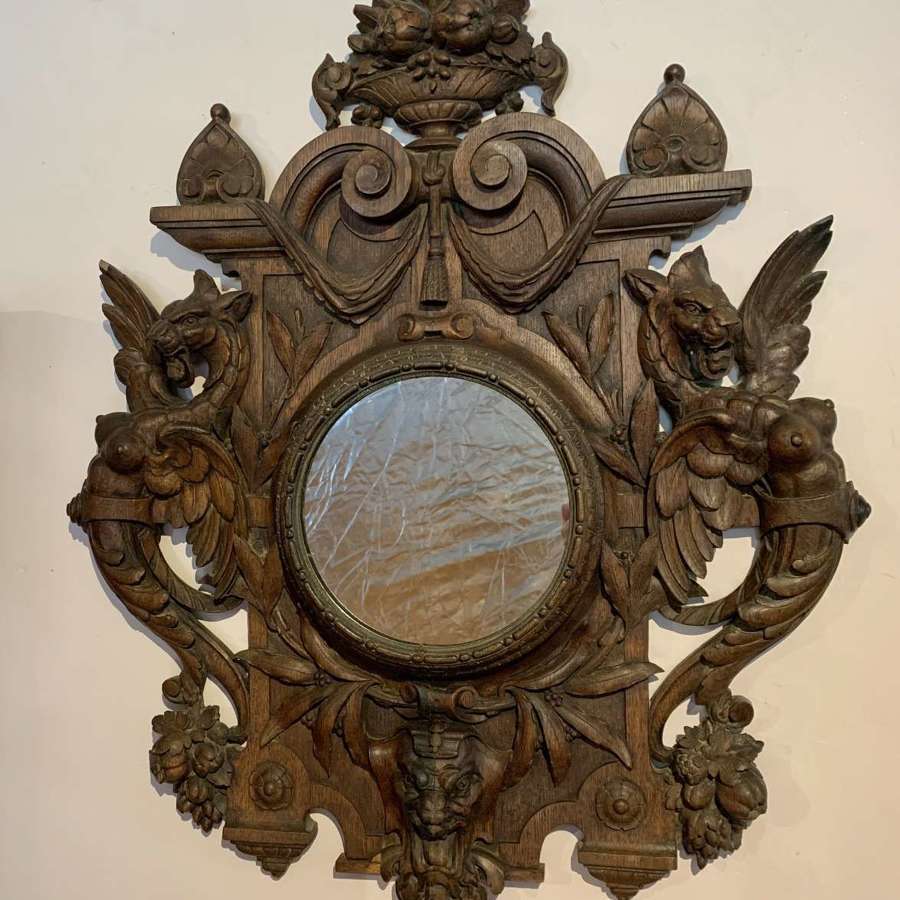 Antique Grotesque Carved Mirror