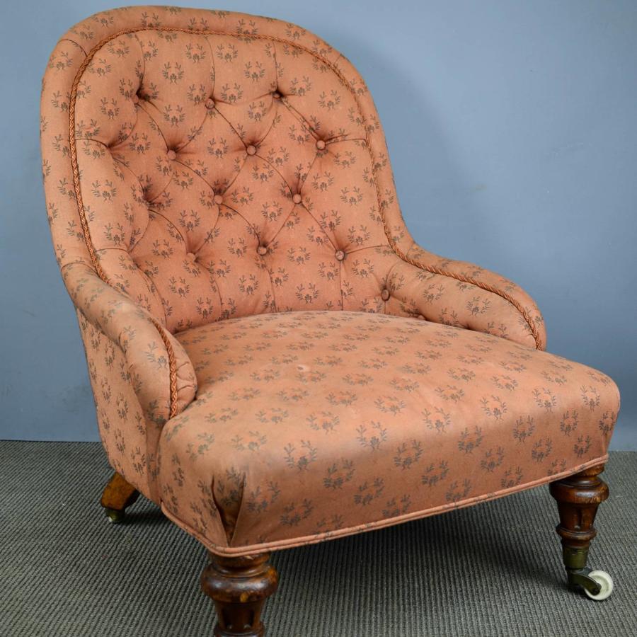 Victorian Button Back Armchair of Small Proportions