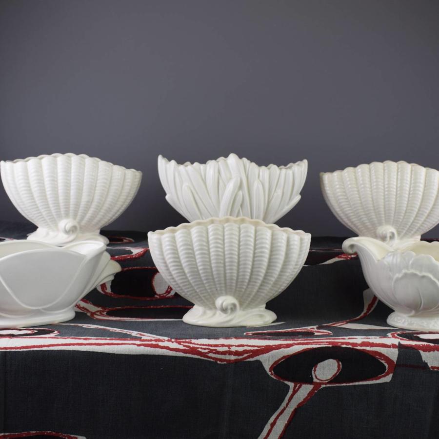 Six Sylvac Cream Glazed Mantle Vases / Planters