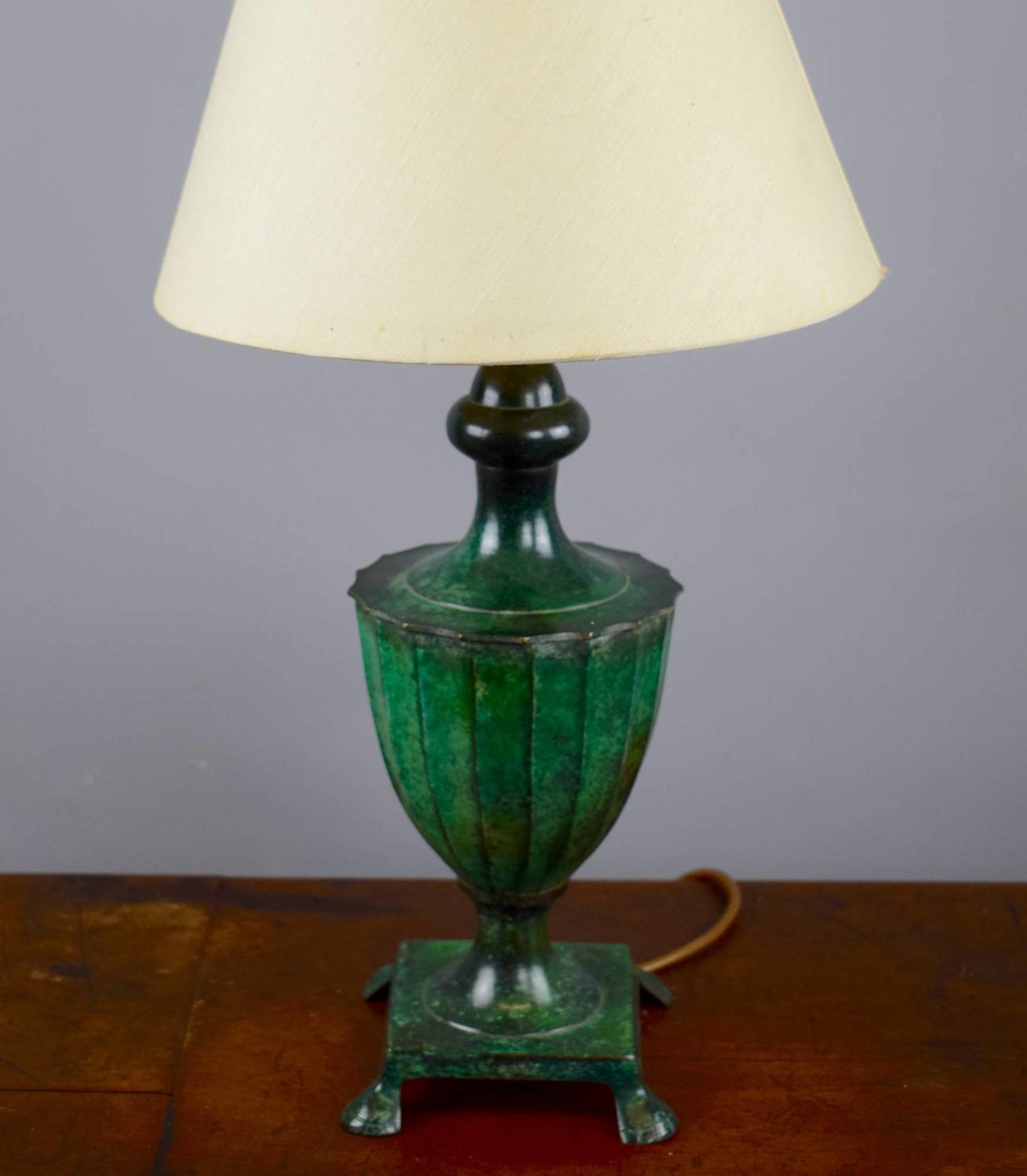 Faux Verdigris Painted Brass Table Lamp