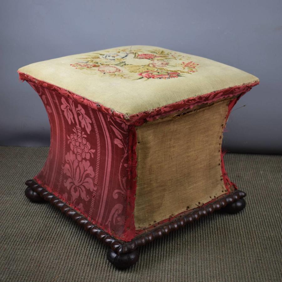 William IV Box Ottoman / Stool with Needlework Seat