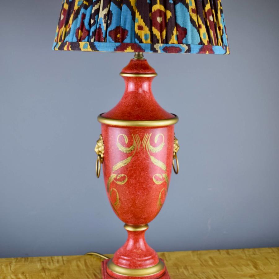 Red & Gilt Toleware Table Lamp