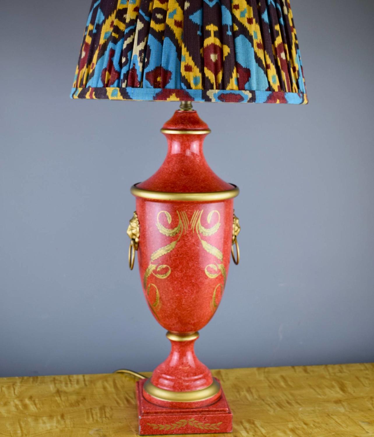 Red & Gilt Toleware Table Lamp