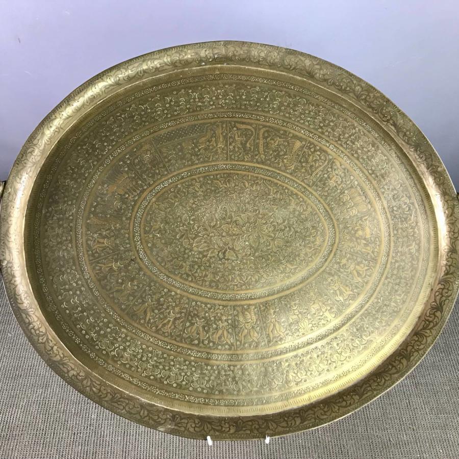 Large Indian Engraved Brass Tray