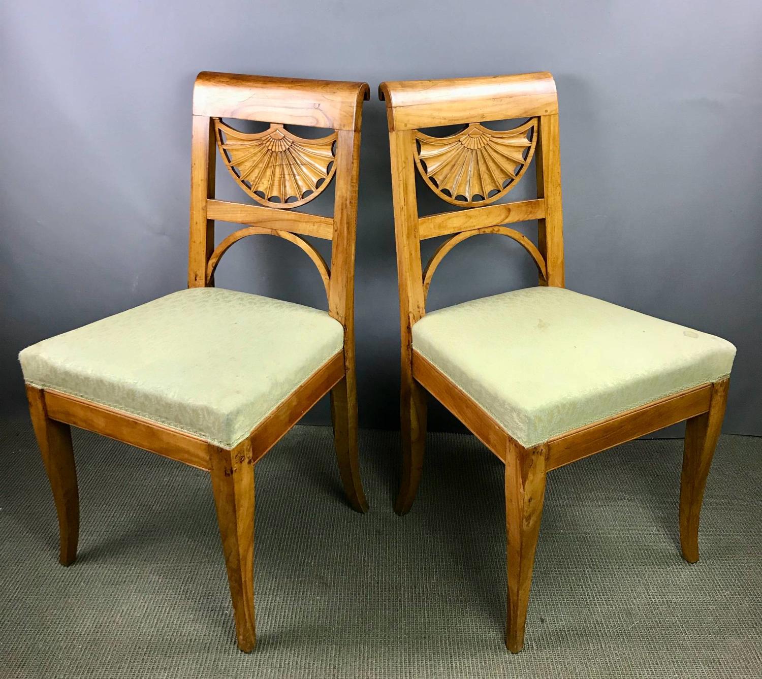 Pair of Swedish Biedermeier Satin Birch Chairs