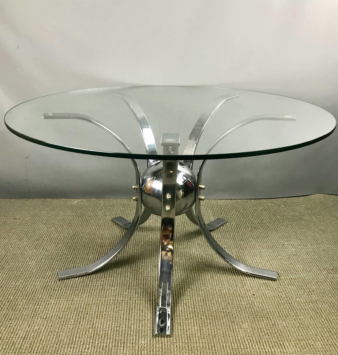 Stylish 1970's Chrome & Glass Coffee Table