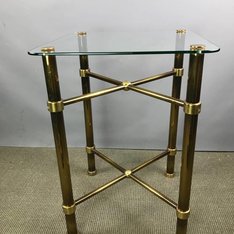 Glass & Patinated Brass Side Table