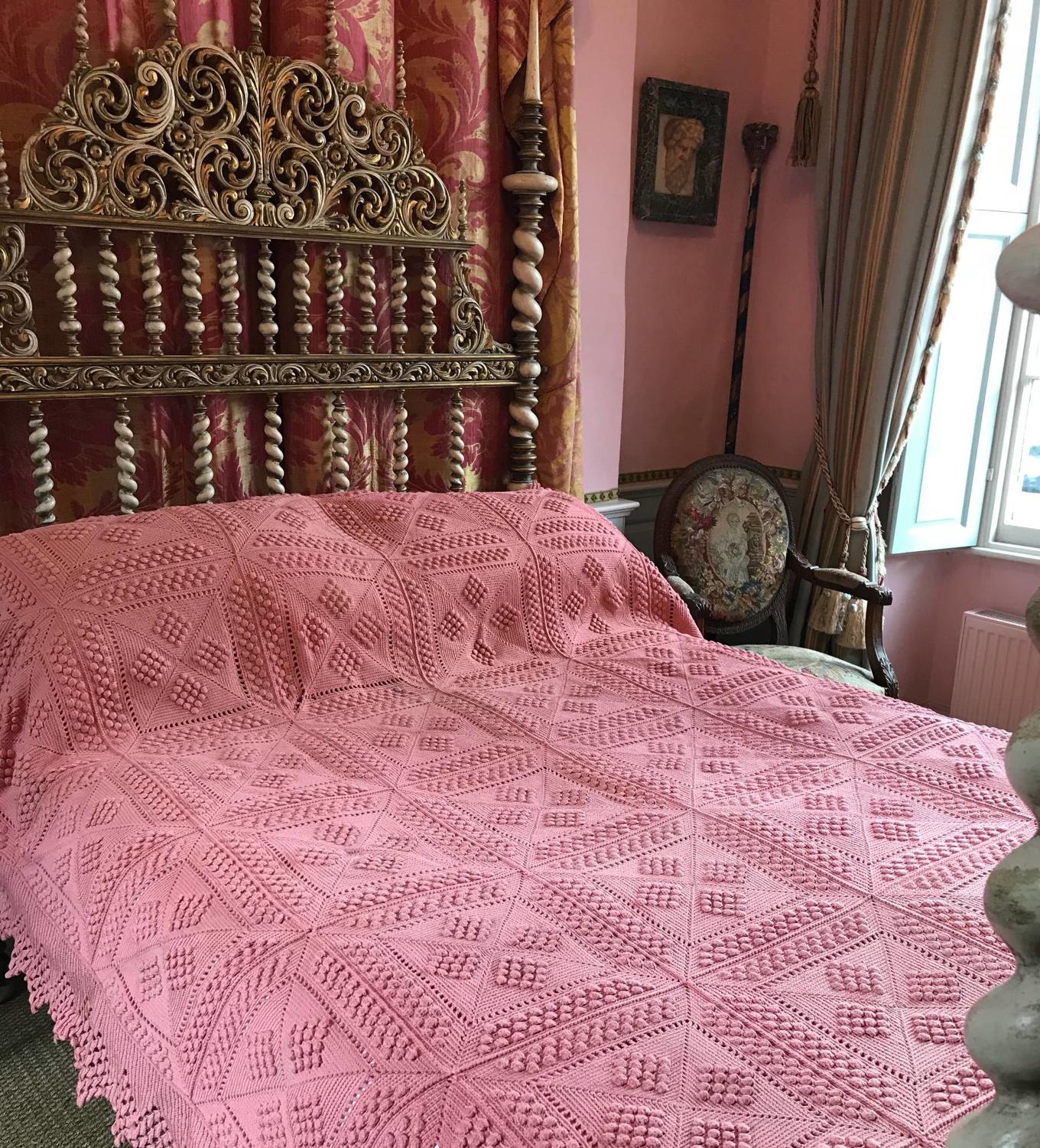 Vintage Hand Crochet Double Bedspread