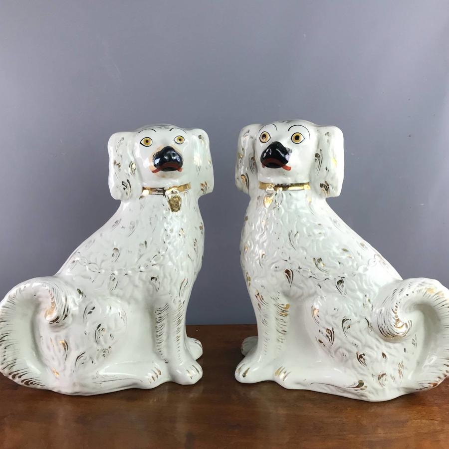 Large Pair of Victorian Staffordshire Dogs
