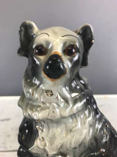 Pair of Scottish Bo'ness Pottery Black & White Dogs