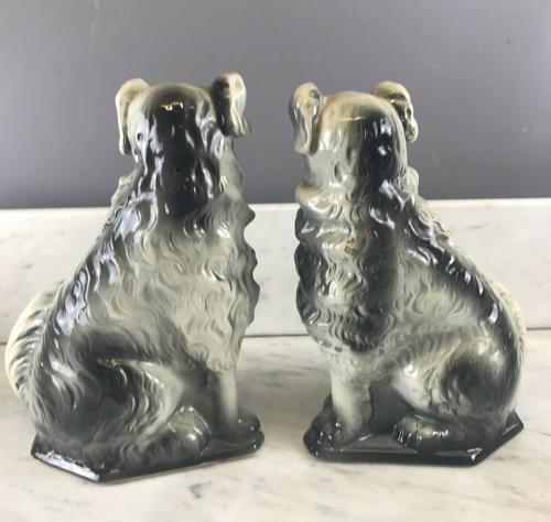 Pair of Scottish Bo'ness Pottery Black & White Dogs