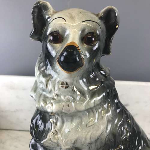 Pair of Scottish Bo'ness Pottery Black & White Dogs
