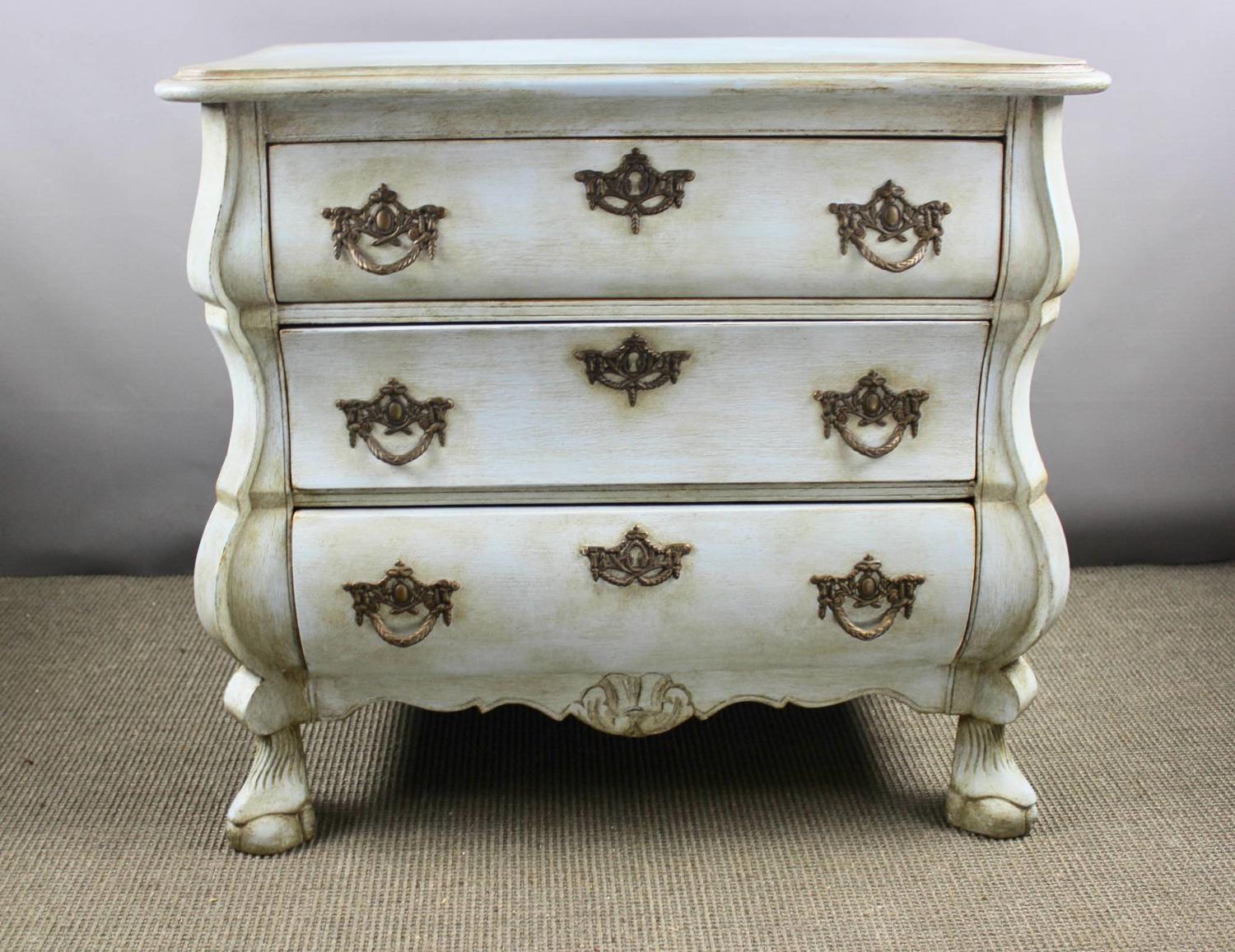 Painted Dutch Oak Bombe Commode of Small Proportions