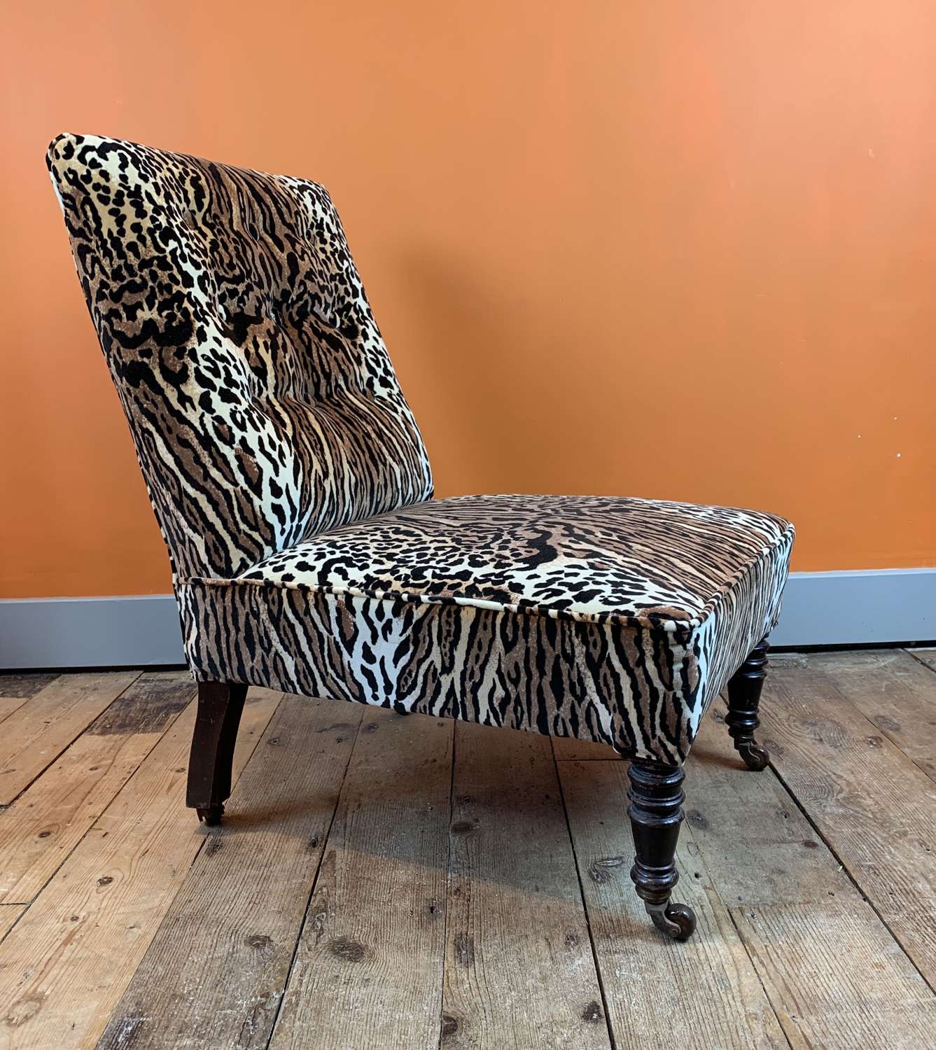 Victorian Occasional Chair in Ocelot Velvet