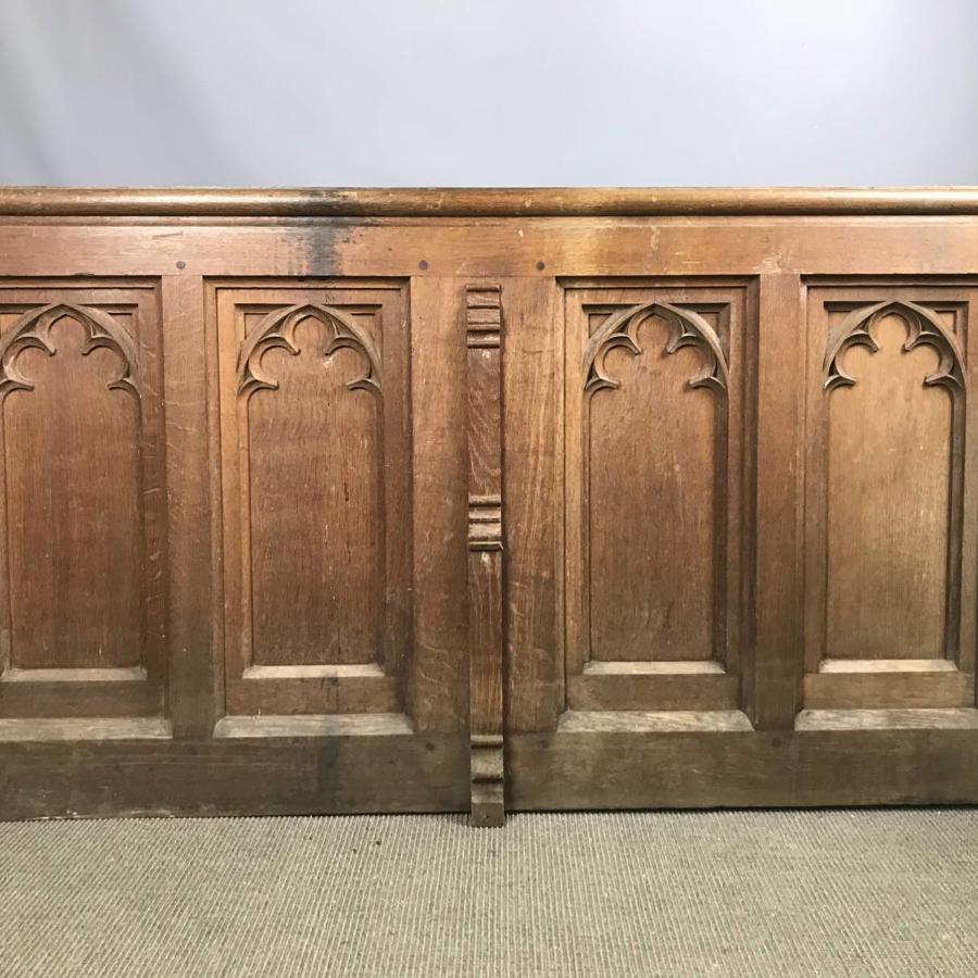 Victorian Gothic Oak Pew Front / Panel