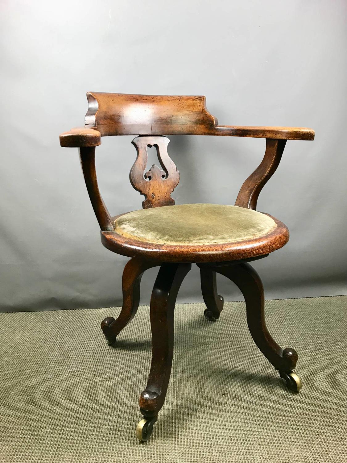 Victorian Oak Swivel Desk Chair