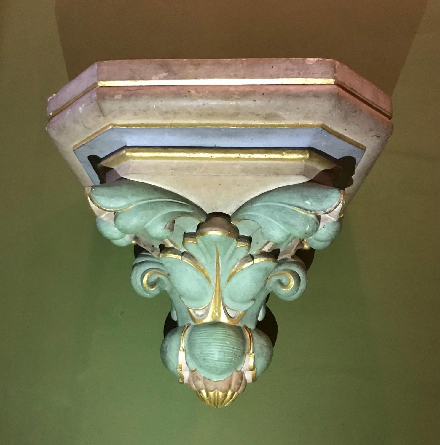 Painted Terracotta Gothic Wall Bracket