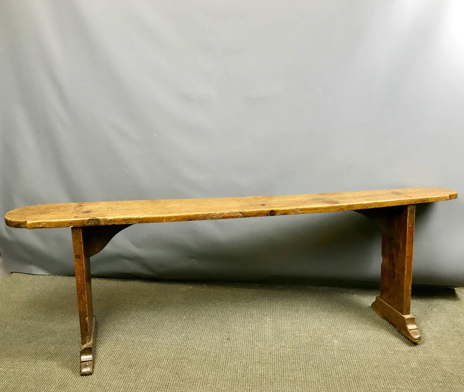 Antique French Elm Plank Top Bench