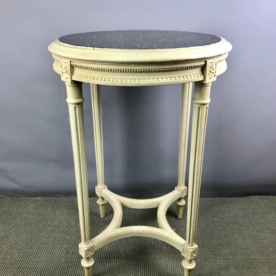 French Painted Gueridon with Inset Marble Top