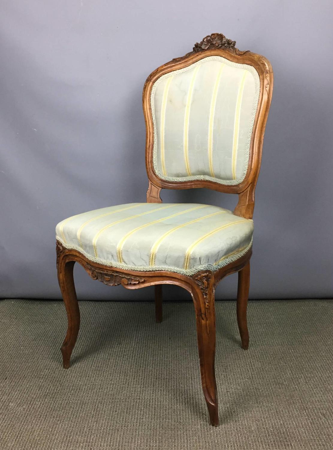 French Louis XV Style Walnut Side Chair