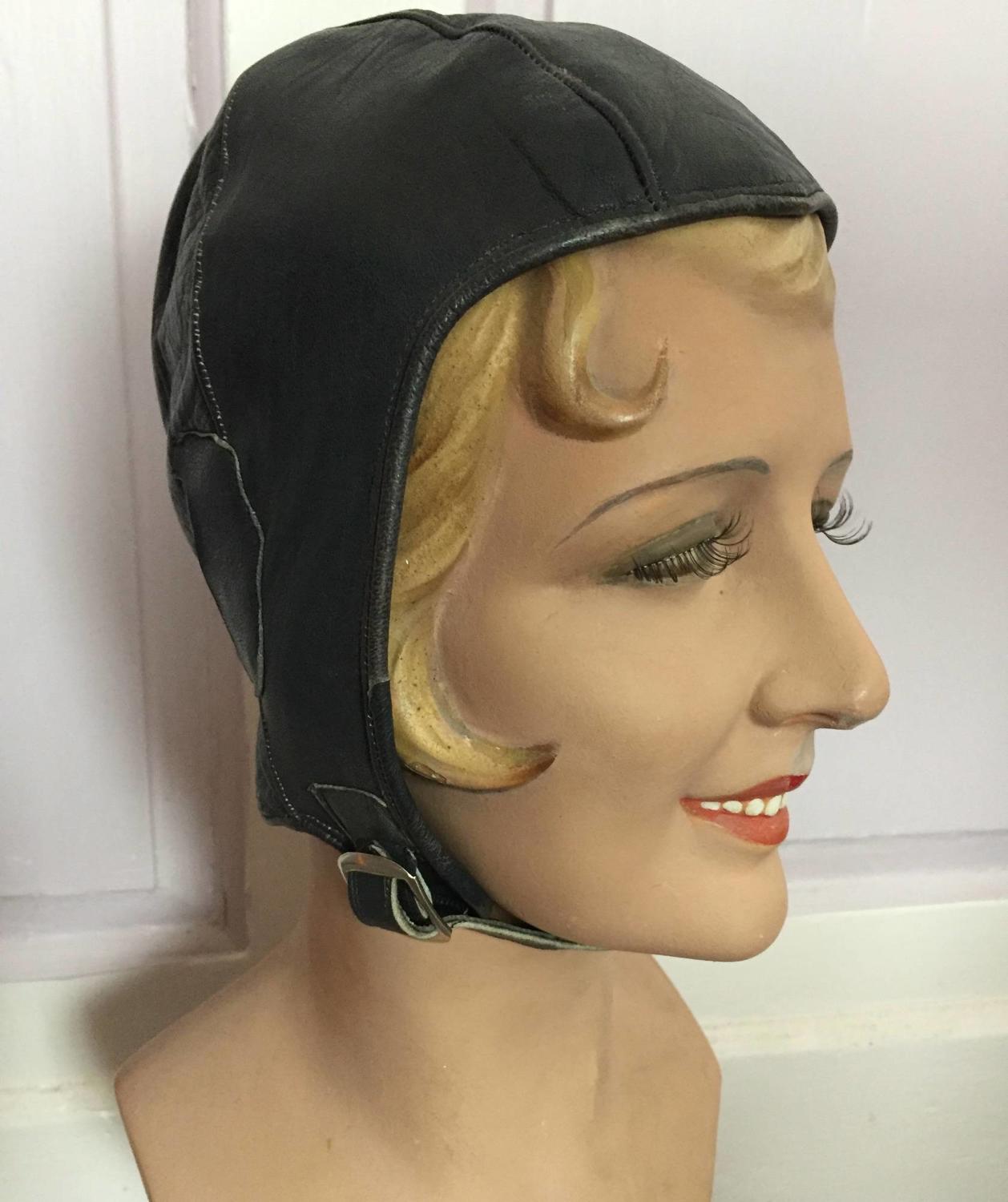 1920's Ladies Leather Flying Cap / Helmet