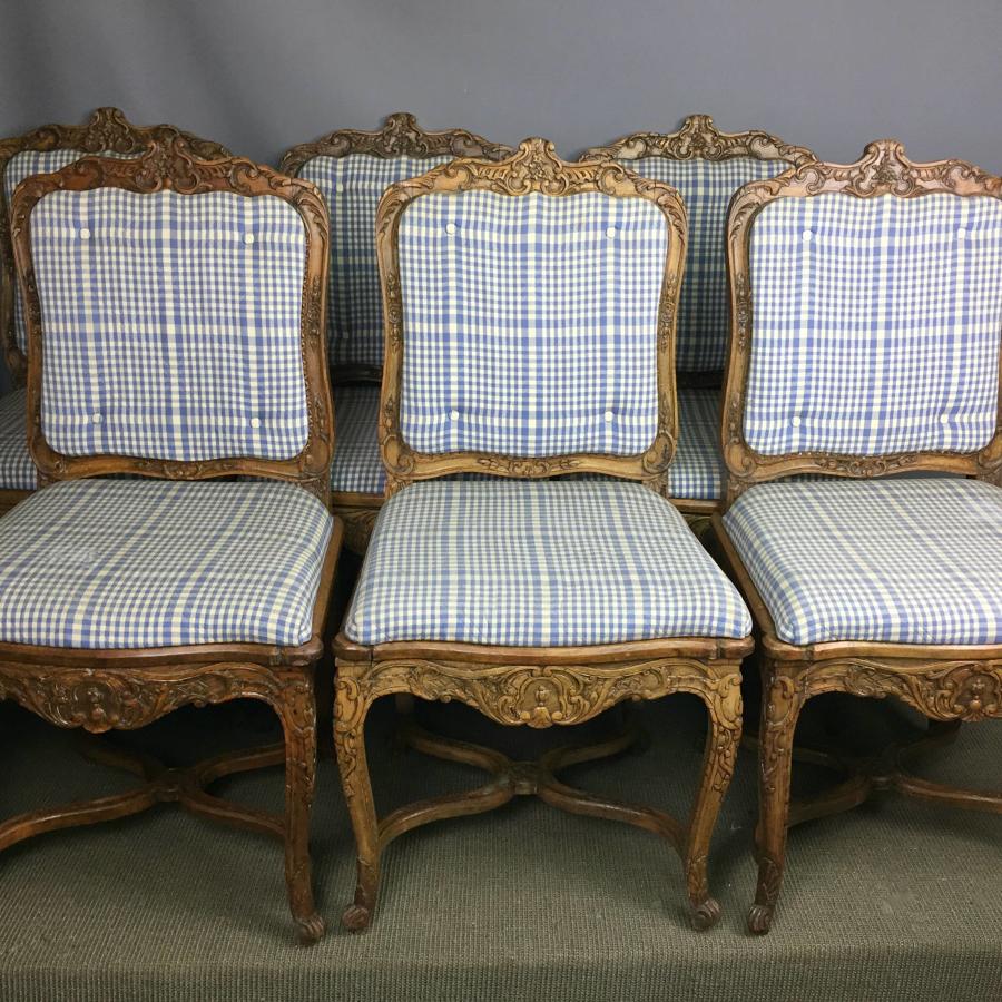 Set of Six Antique French Dining Chairs in Louis XV Style