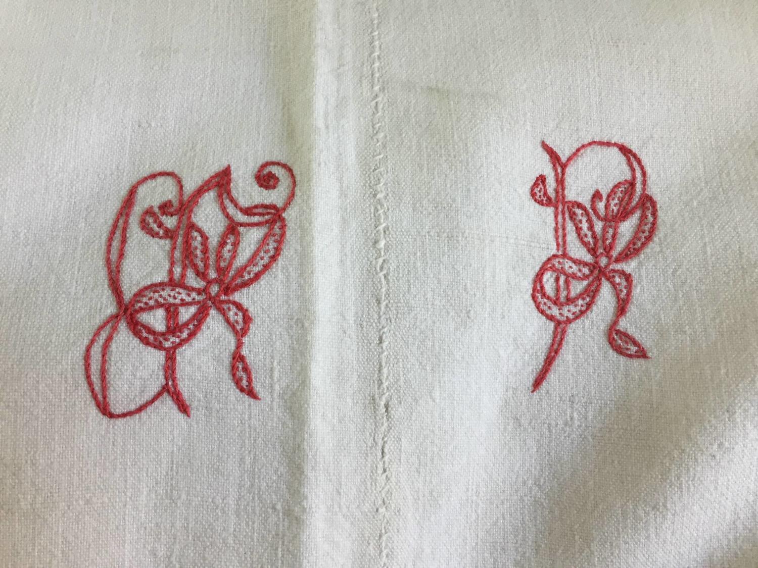 Antique French Monogrammed Metis Linen Dowry Sheet