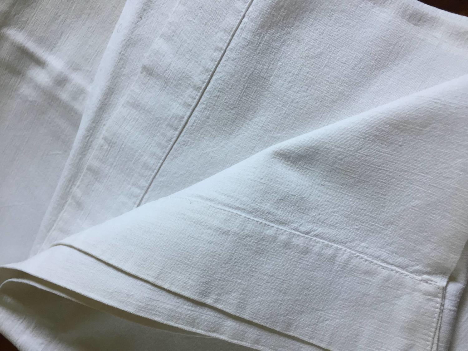 Vintage French Metis Linen Sheet or Tablecloth