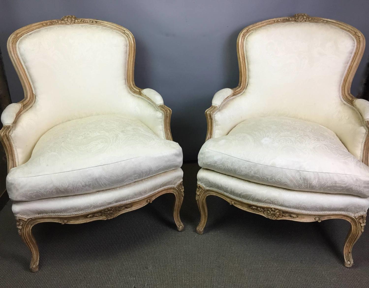 Pair of French Bergere Armchairs