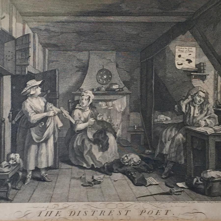 William Hogarth, The Distrest Poet, Engraving 1740
