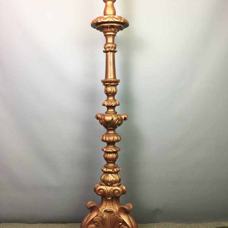 Italian Florentine Carved Giltwood Standard Lamp