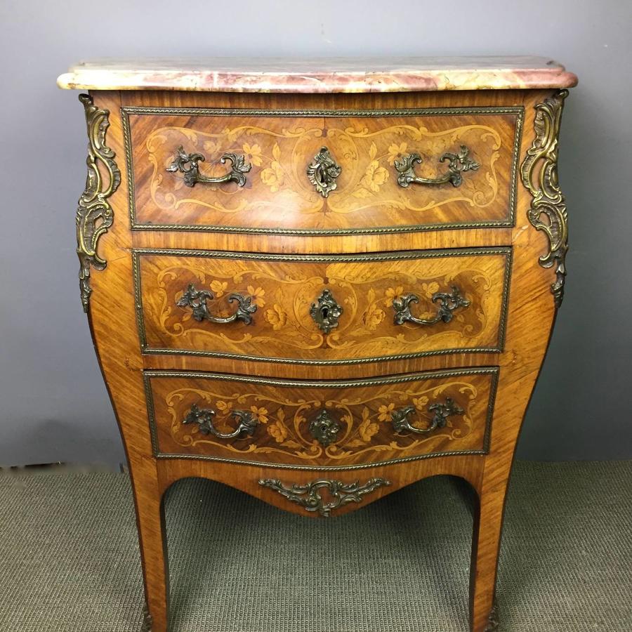 Louis XV Style Marquetry Kingwood Bombe Commode