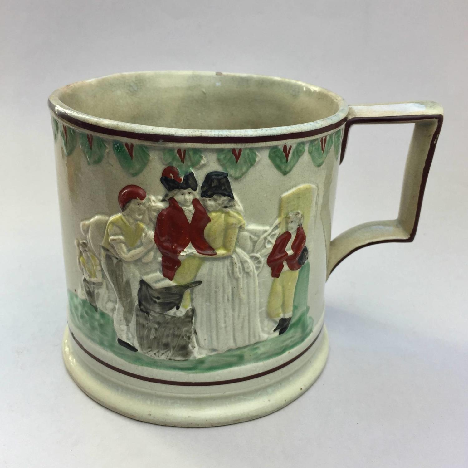 Pearlware Gretna Green 'Anvil Wedding' Mug