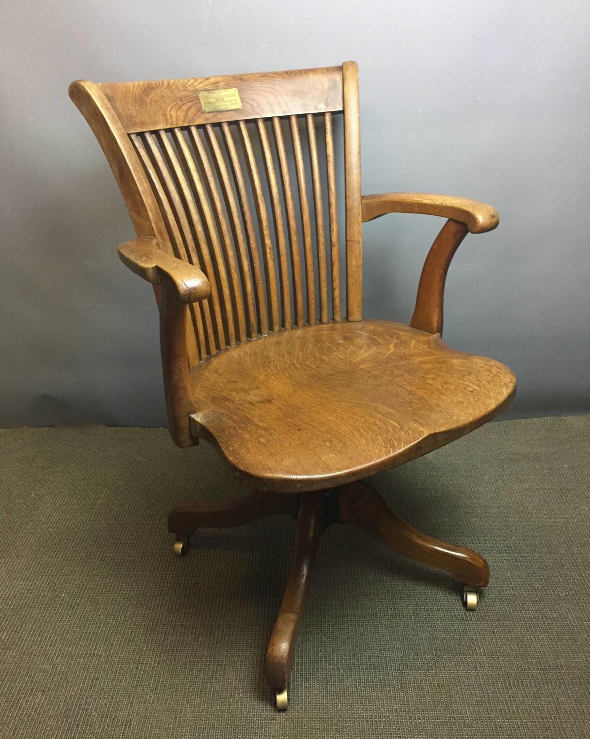 Edwardian Oak Swivel Office Chair