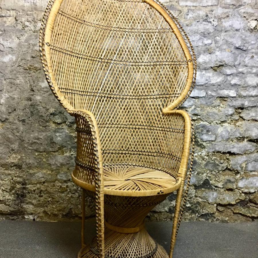 Vintage 1970's Rattan Peacock Chair