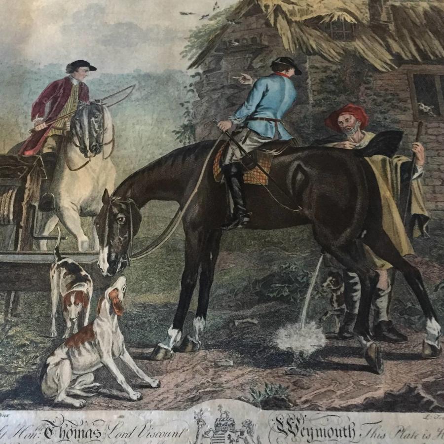 18th Century Engraving of Viscount Weymouth's Hunt