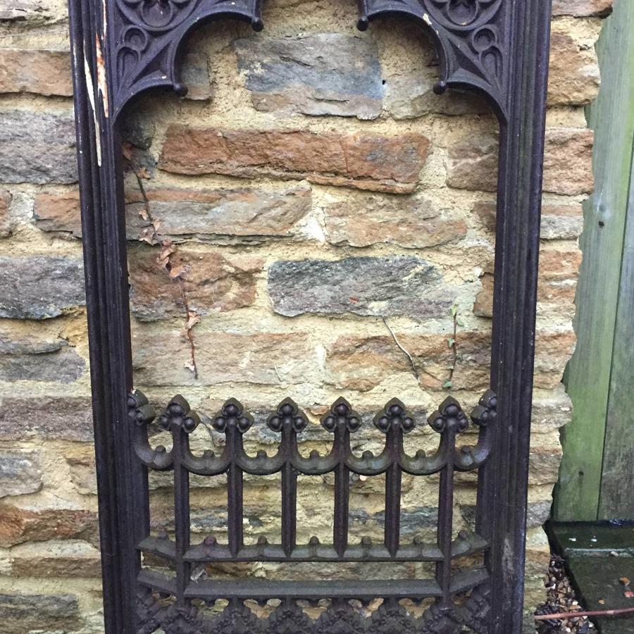 Victorian Cast Iron Gothic Firegrate Front