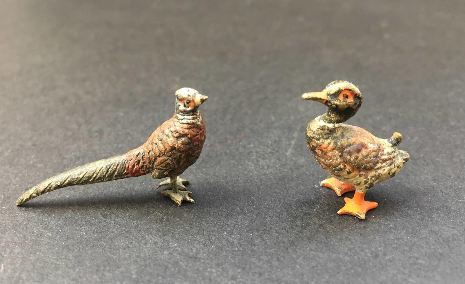 Miniautre Austrian Cold Painted Models of a Pheasant & a Duck