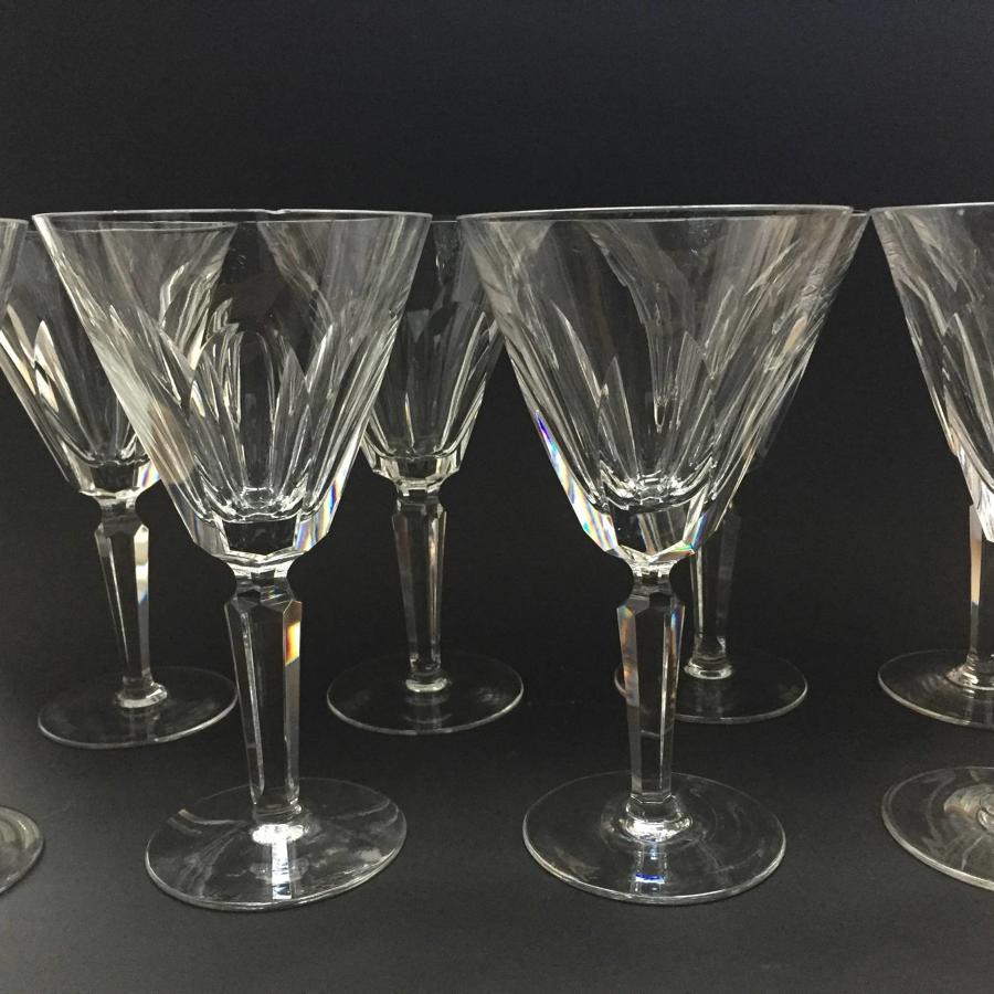 Eight Waterford 'Sheila' Pattern Cut Wine Glasses