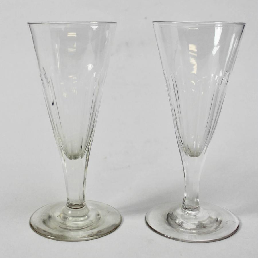 A pair of Antique Cut Glass Champagne Flutes