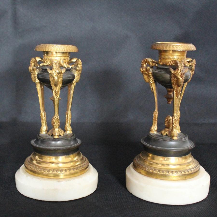 French Gilt Bronze Candlesticks in Empire Style