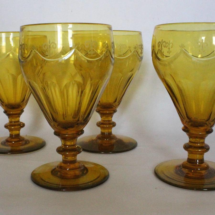 Large Antique Amber Glass Rummers