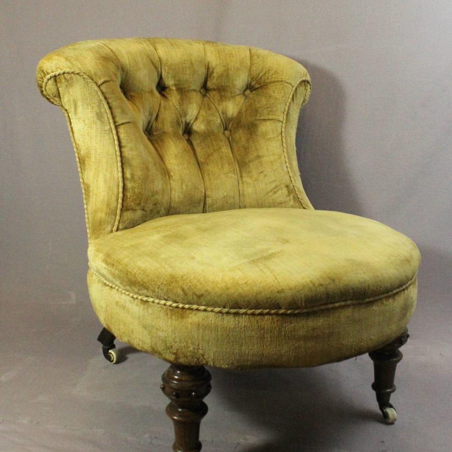 Victorian Gold Upholstered Button Back Chair