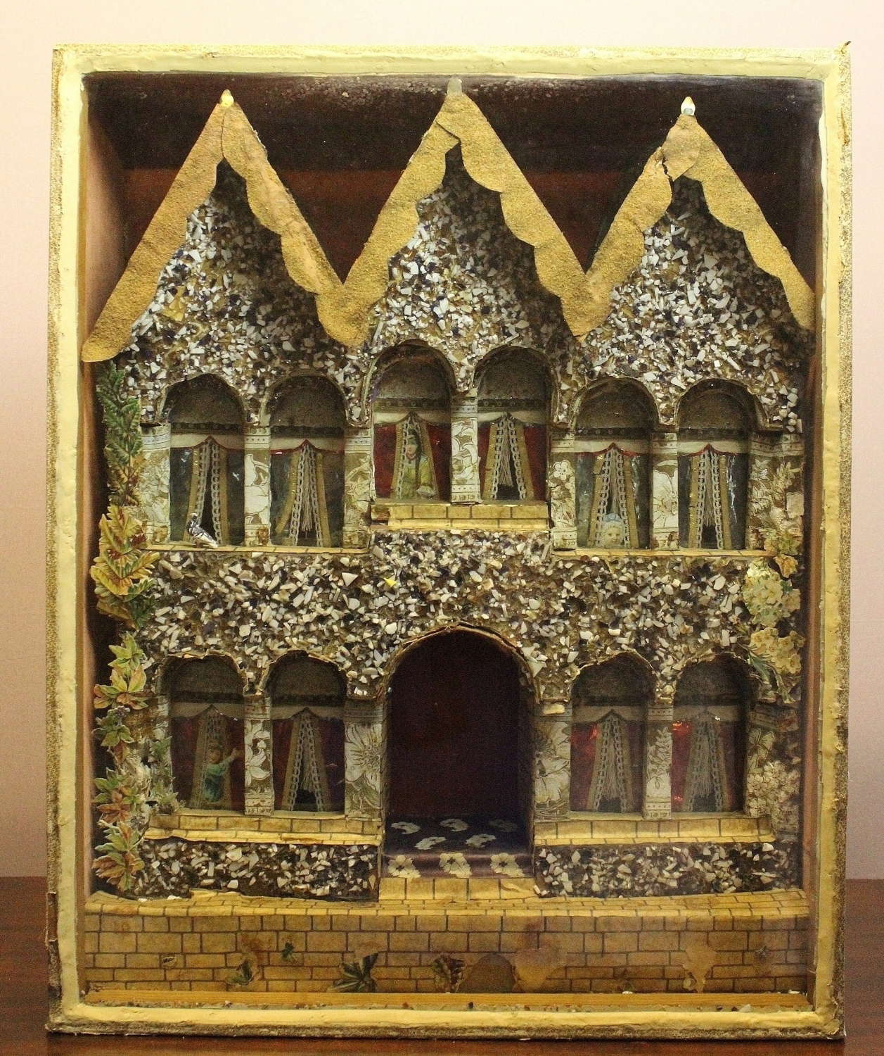 Naive Victorian Folk Art Diorama of a House