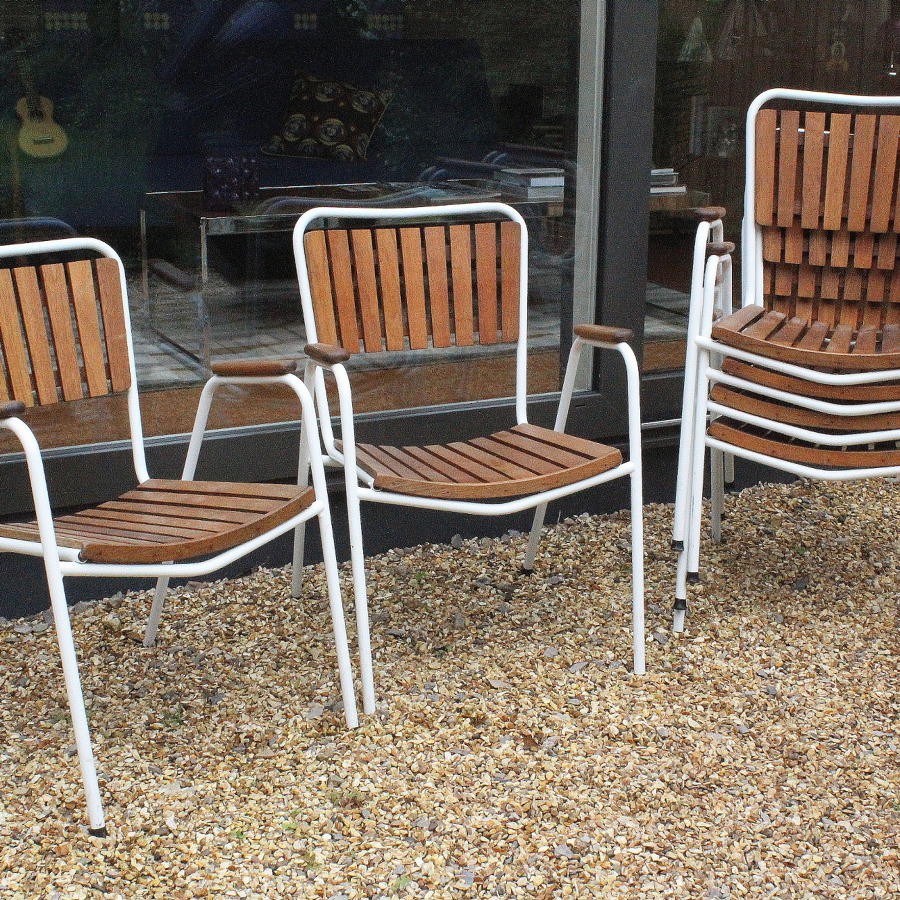 Danish BKS Denmark Teak Stacking Garden Chairs