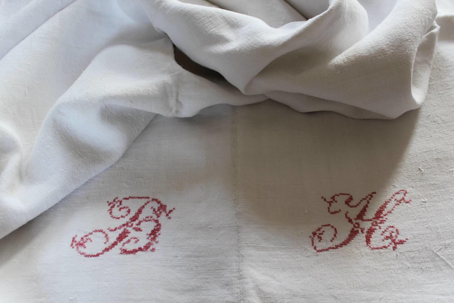 Antique French Linen Dowry Sheet