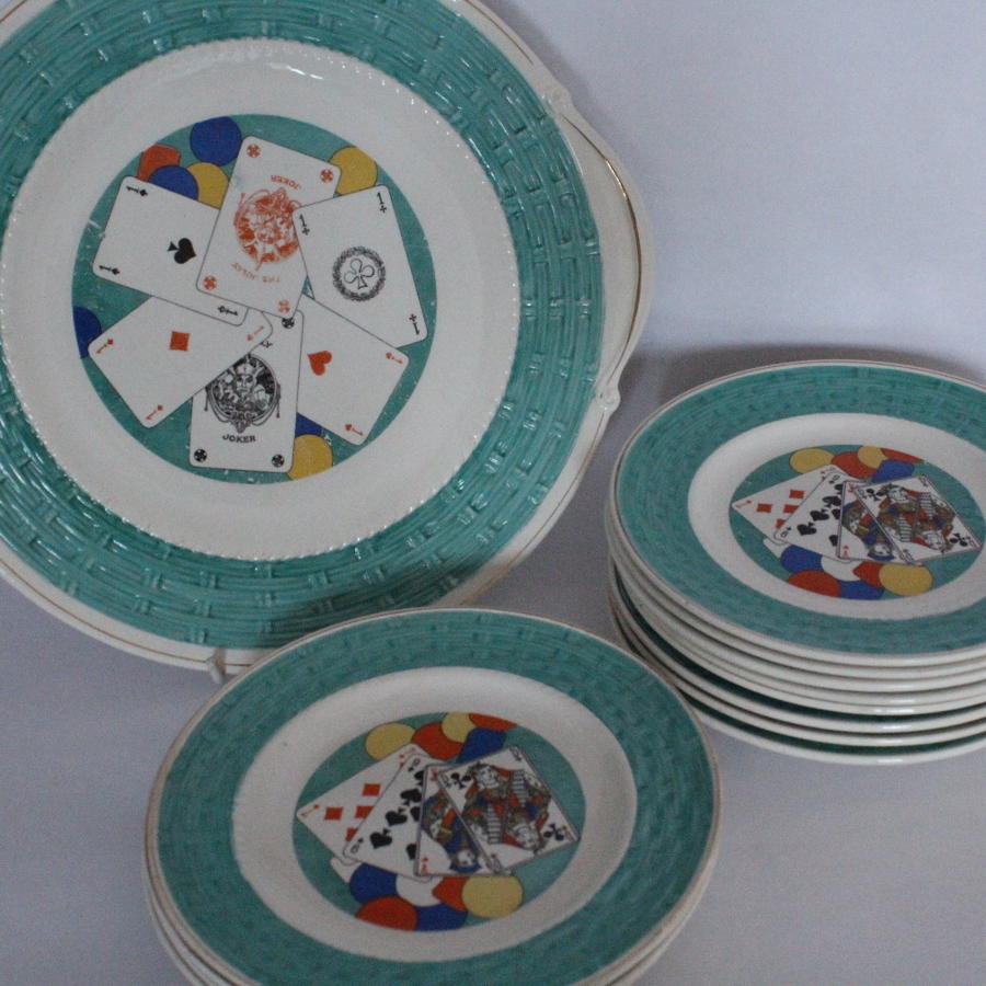 French Pottery Playing Card Plates