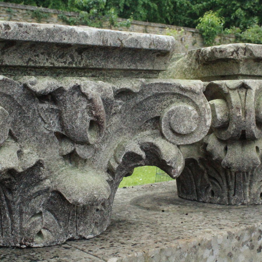 18th Century Carved Stone Corinthian Column Capitals