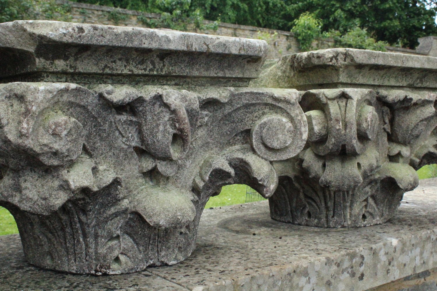 18th Century Carved Stone Corinthian Column Capitals