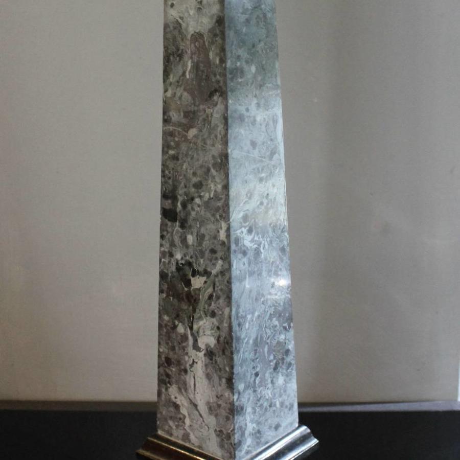 Large Grey & Black Marble Obelisk